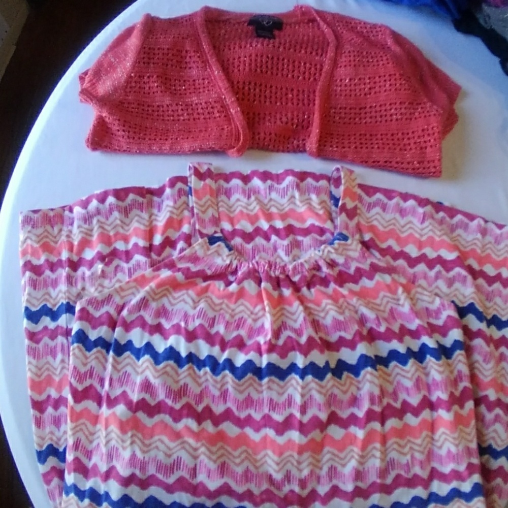 Girls summer tank dress and sweater size XL